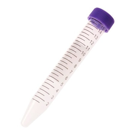 Celltreat CELLTREAT 15mL Centrifuge Tube, Purple Cap - Bag, Sterile 230411P